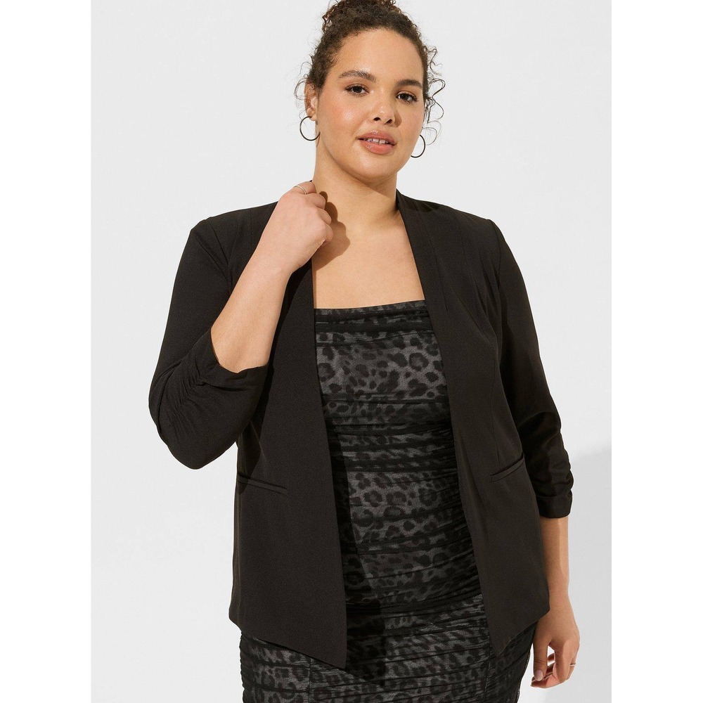 Torrid Studio Crepe Collarless Blazer 3X Black Professional Career Minimal NWT